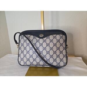 Gucci GG Supreme Monogram Crossbody Bag Vintage Navy Beige